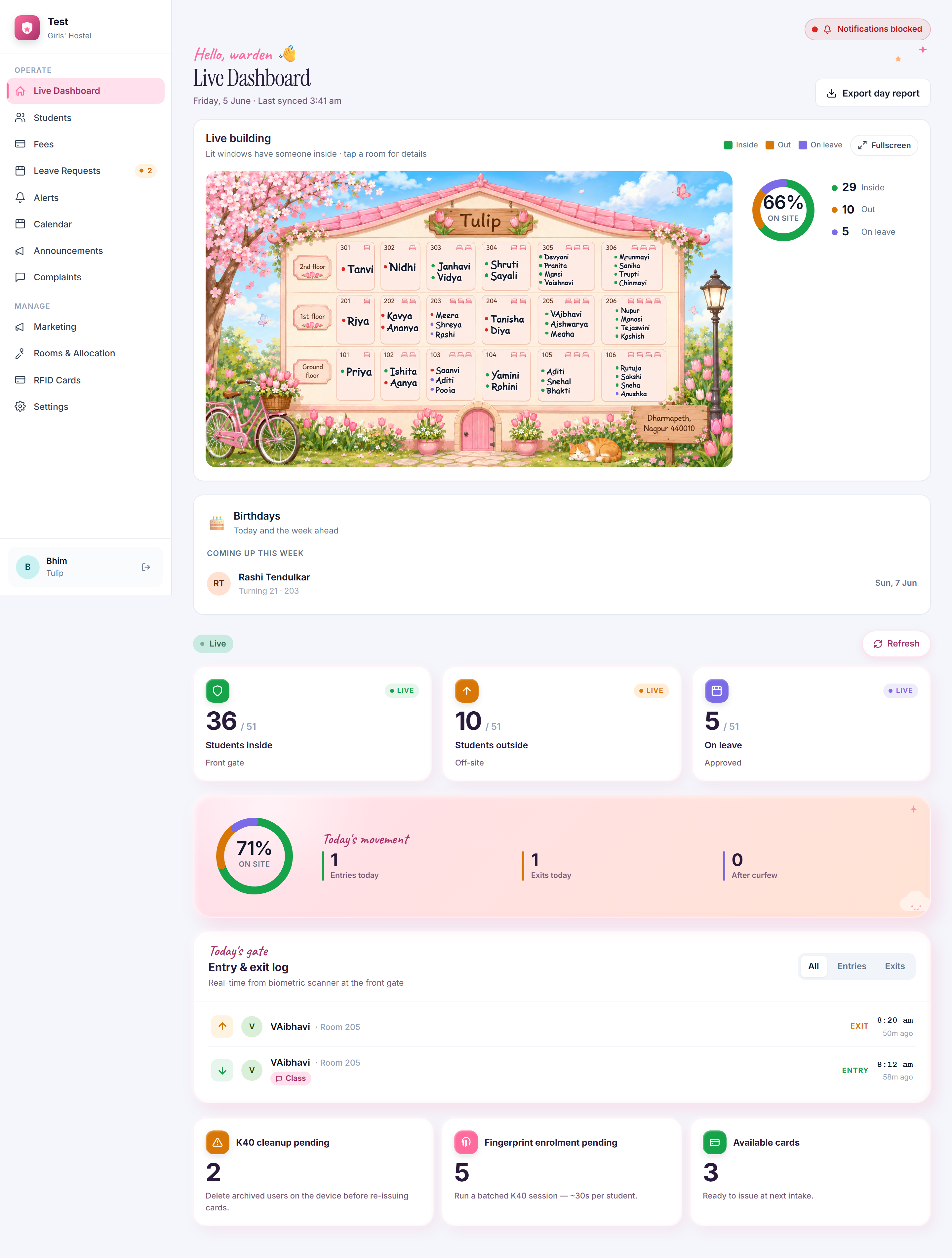 Warden live dashboard